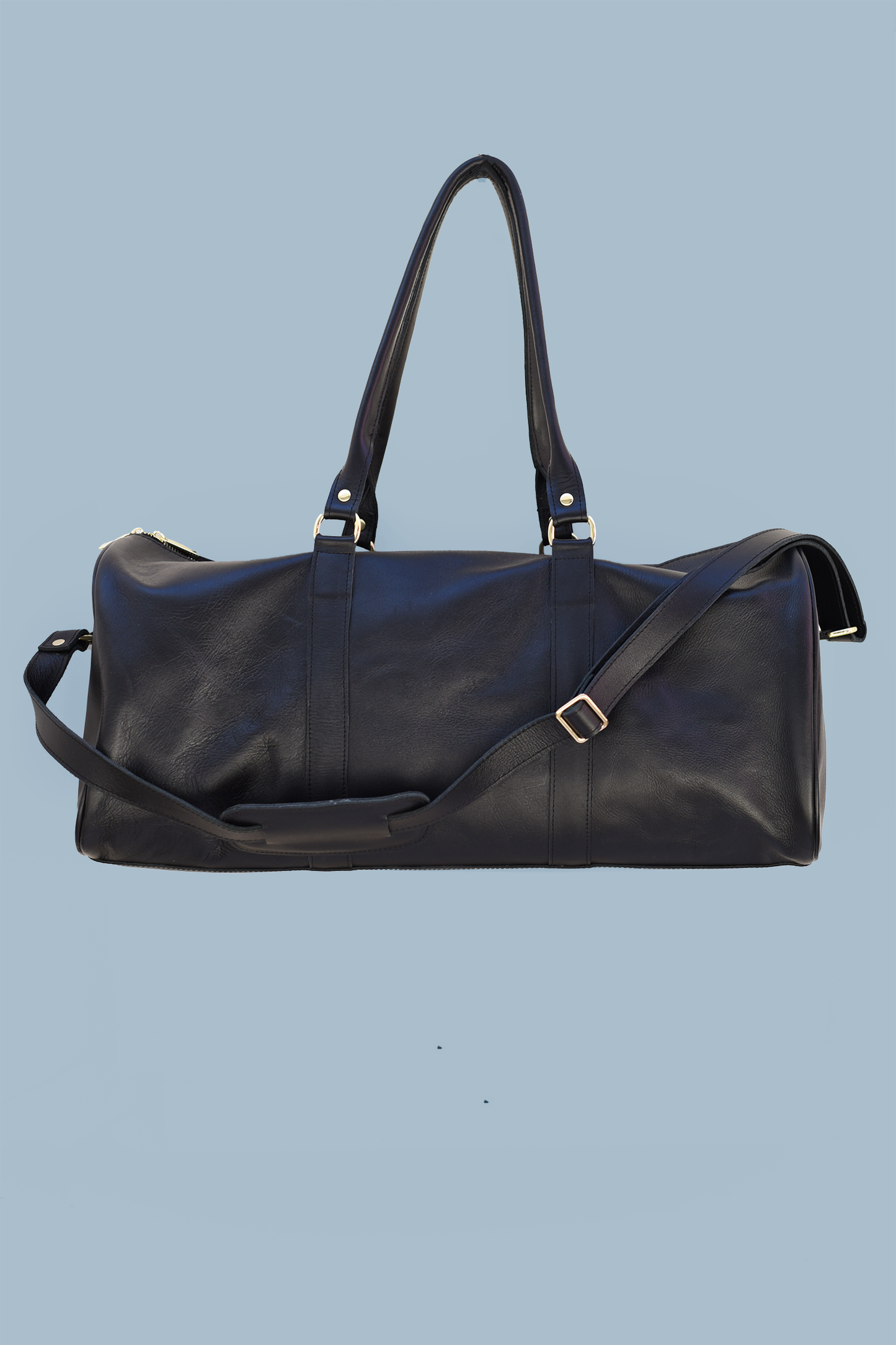 Large Leather Duffel in Black