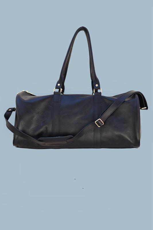 Large Leather Duffel in Black