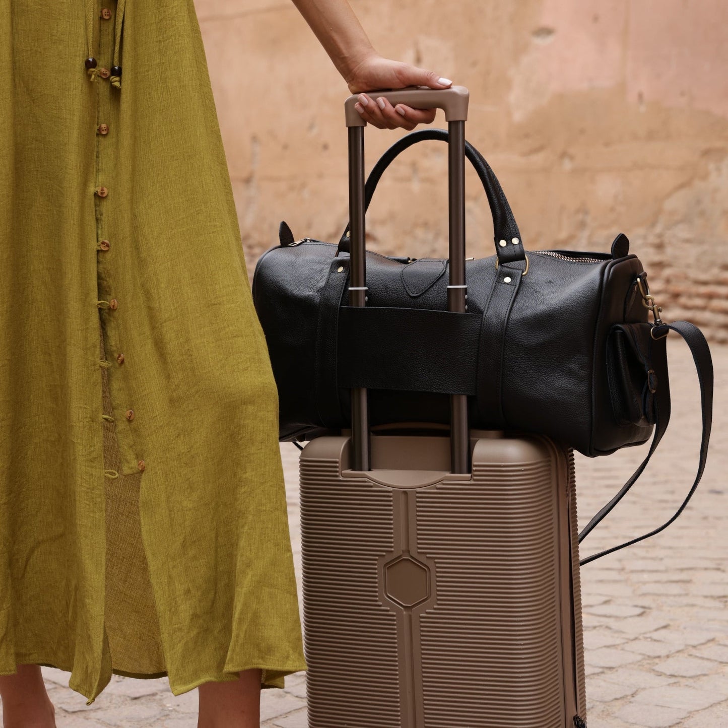 Woven Leather Weekender Bag