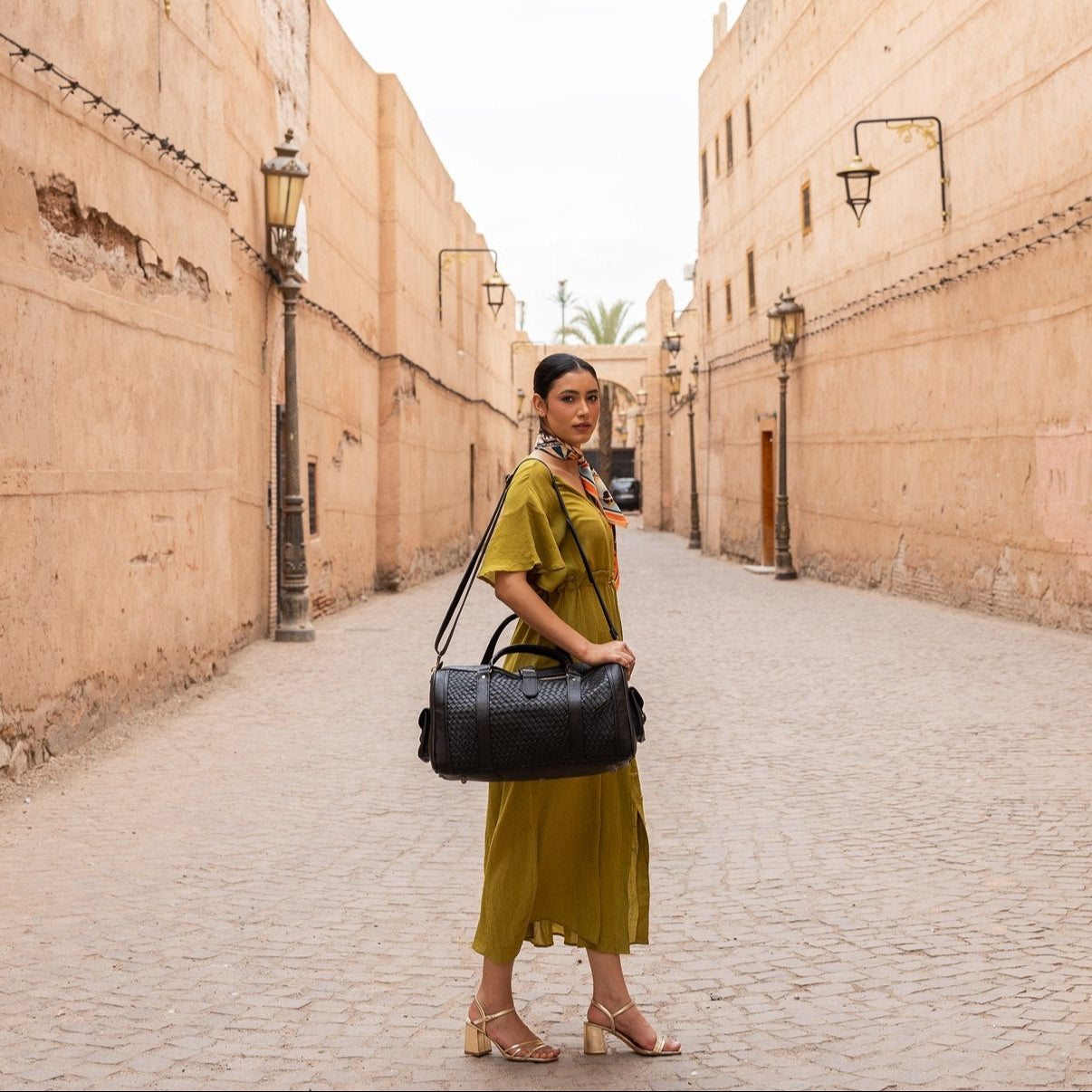 Woven Leather Weekender Bag