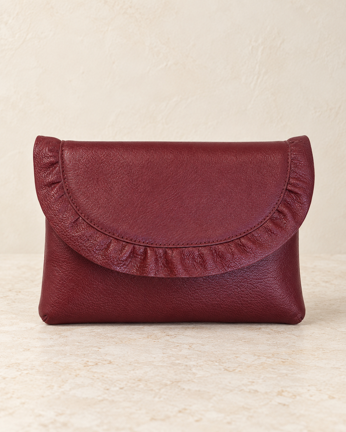 EXCLUSIVE  Burgundy Ruffle Crossbody & Clutch