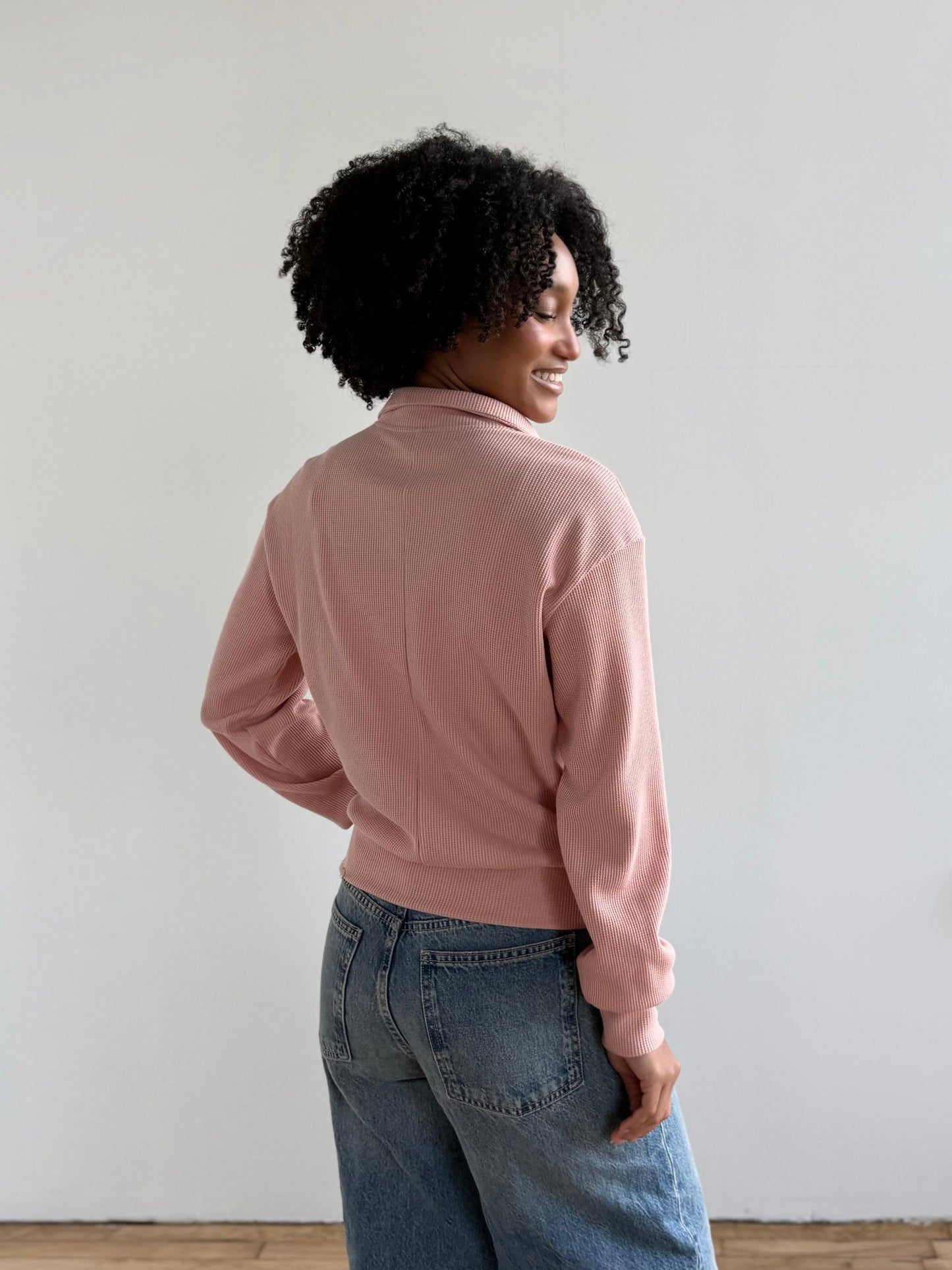 CHOE waffle knit top in Earthy Rose