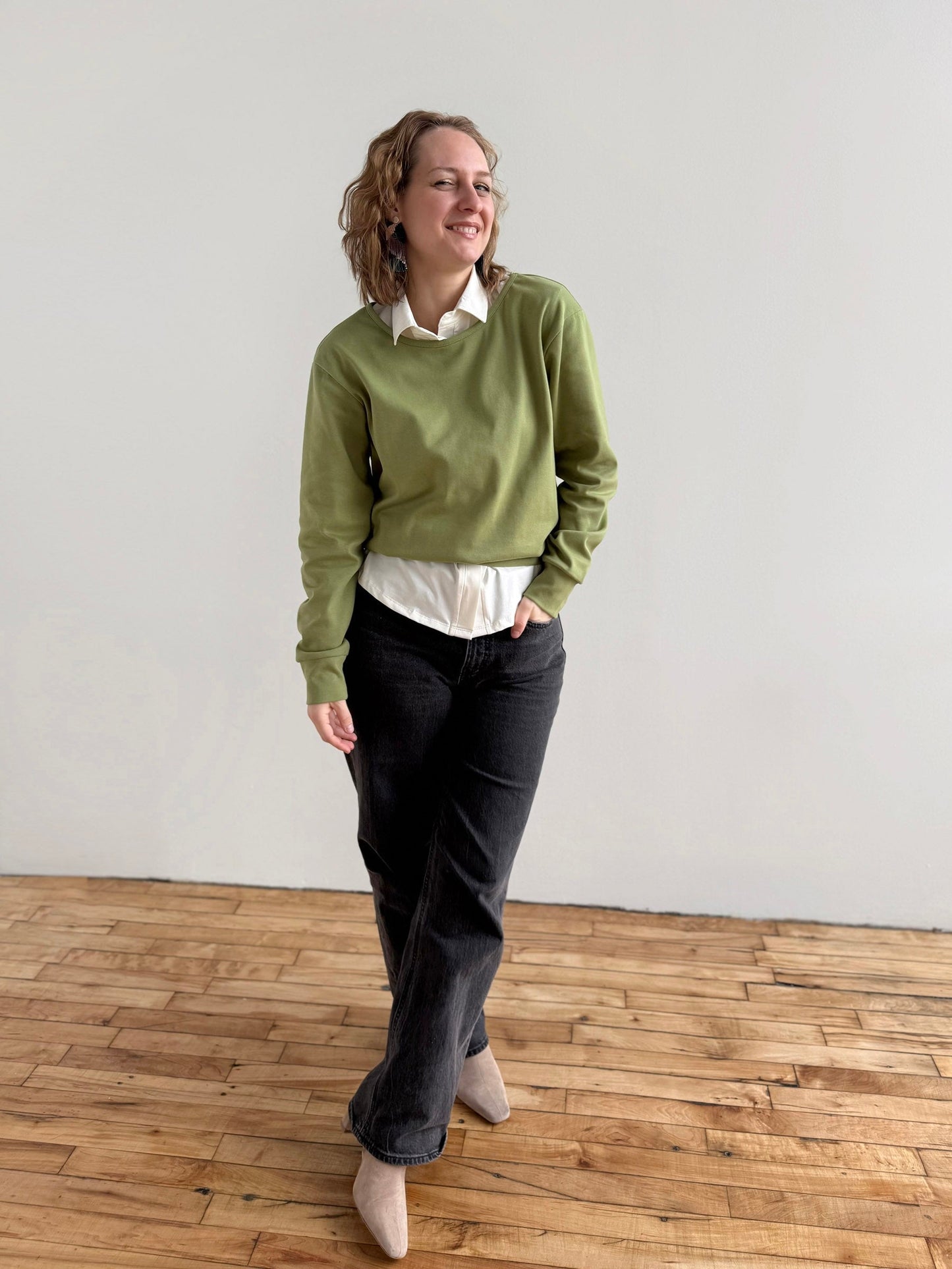 PERCY heavy knit top in Grass Green