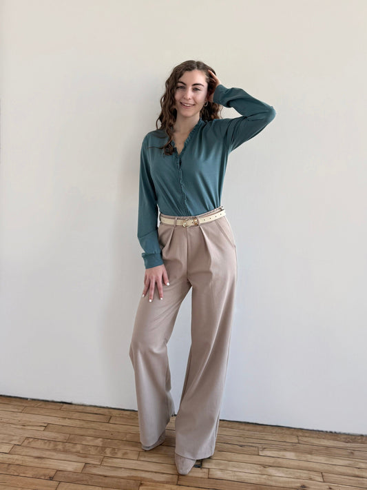 LONDON heavy knit pants in Desert Sand