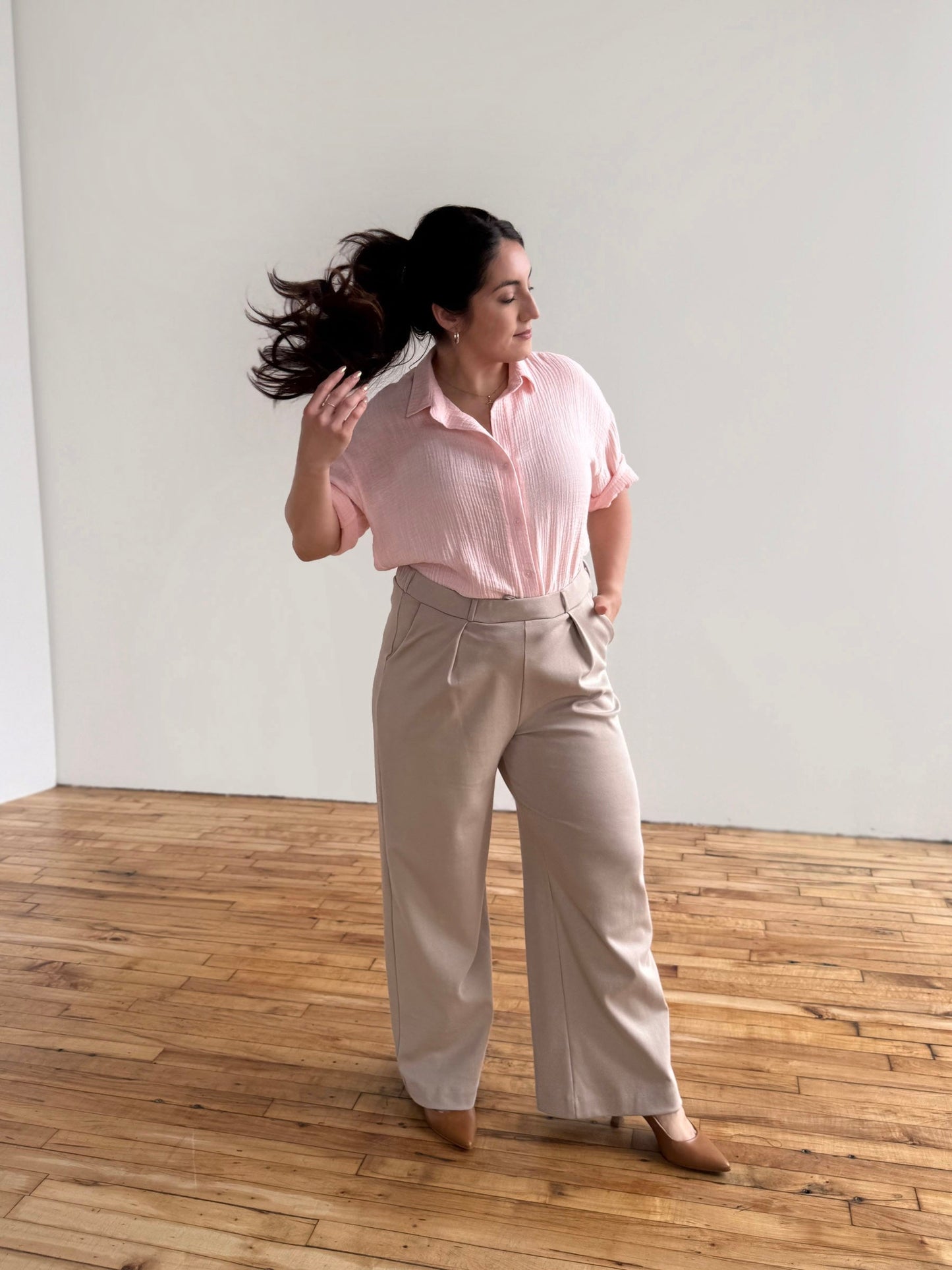 CARROLL gauze boxy shirt in Petal Pink