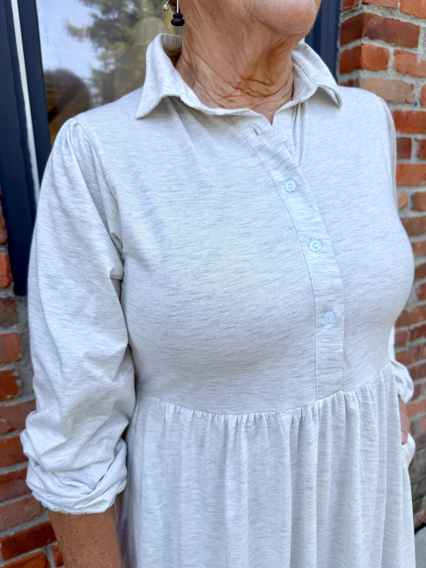 Tiered Knit Shirt Dress