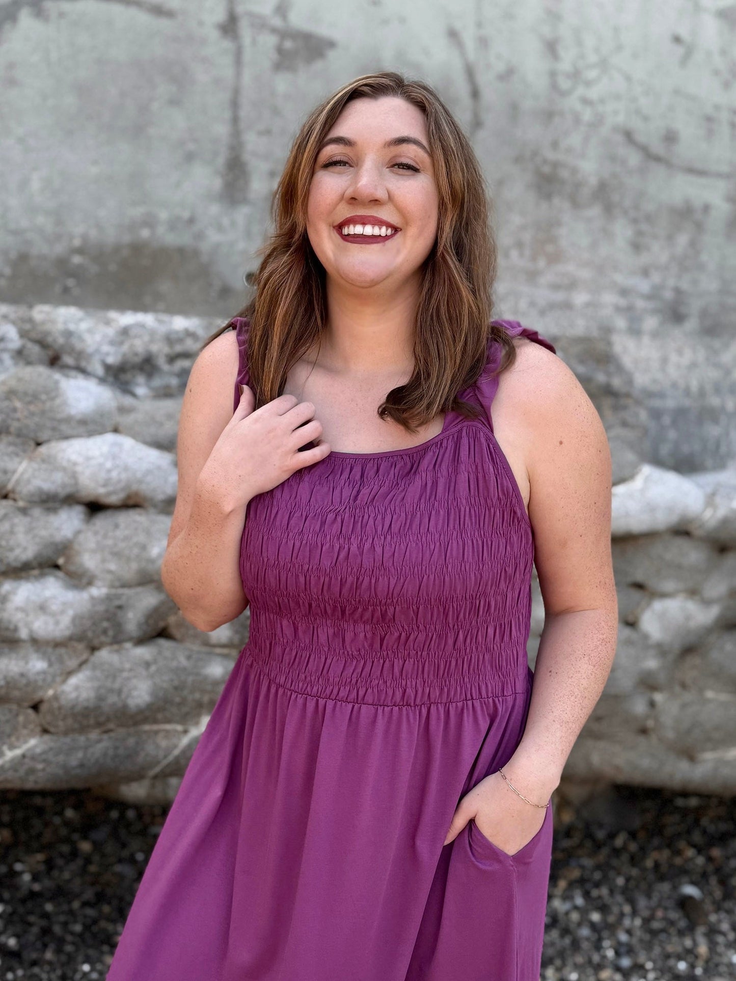ARTESIA smocked dress in Deep Lilac