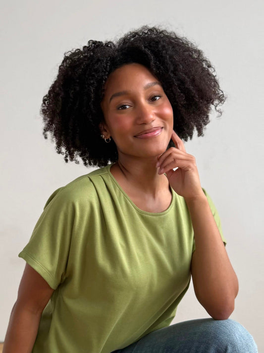 JEANINE heavy-knit top in Grass Green