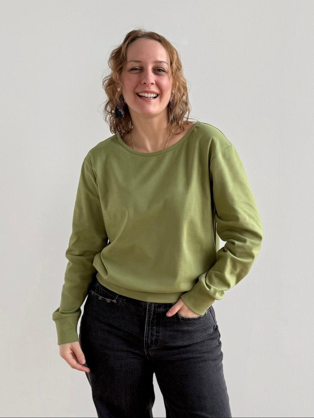 PERCY heavy knit top in Grass Green