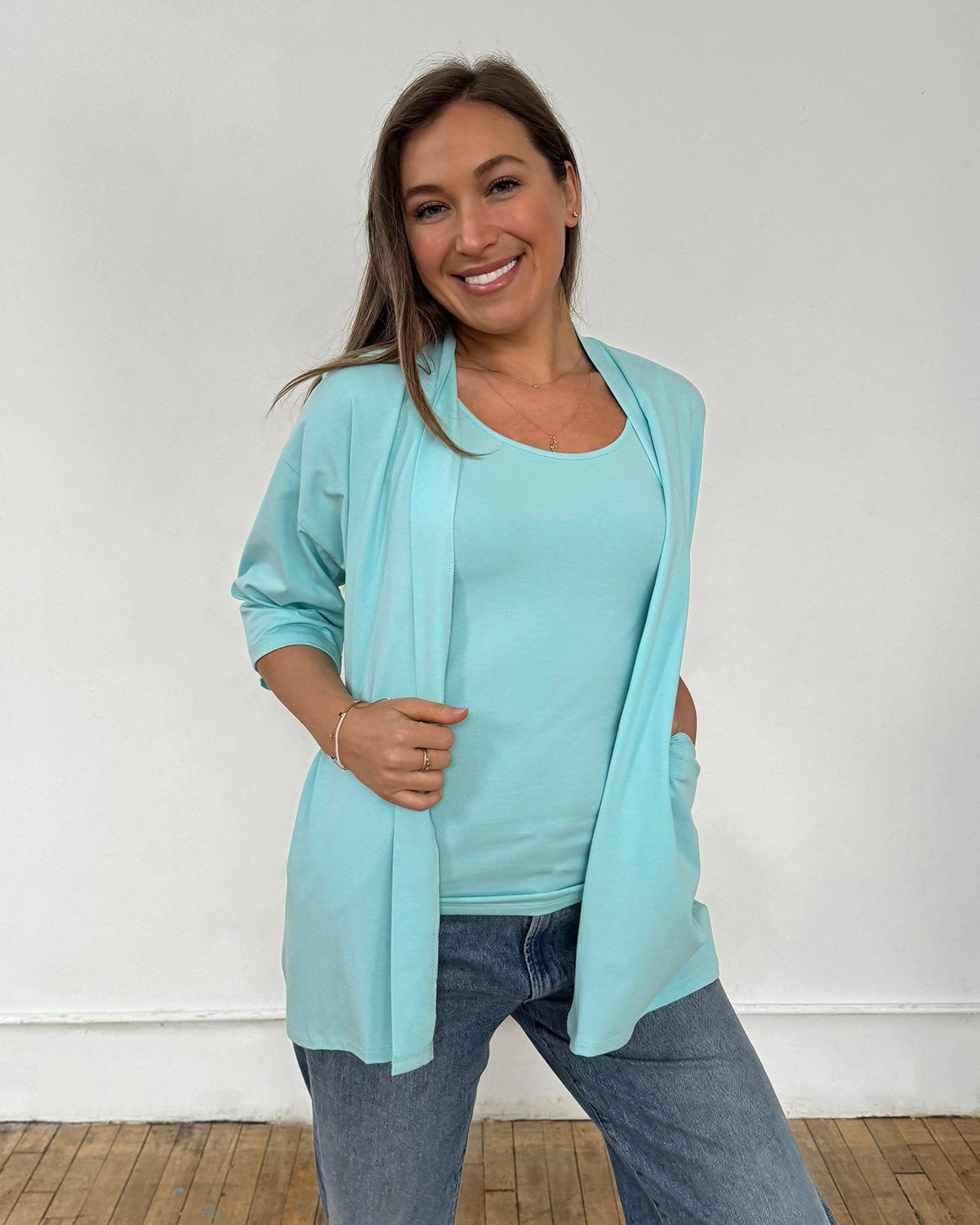 EVANA cardigan in Crisp Aqua