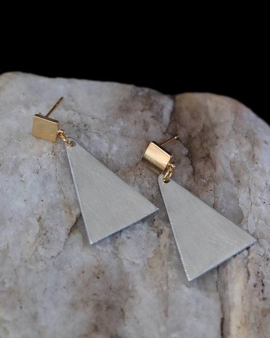 Two Tone Aluminum Dangle Earrings