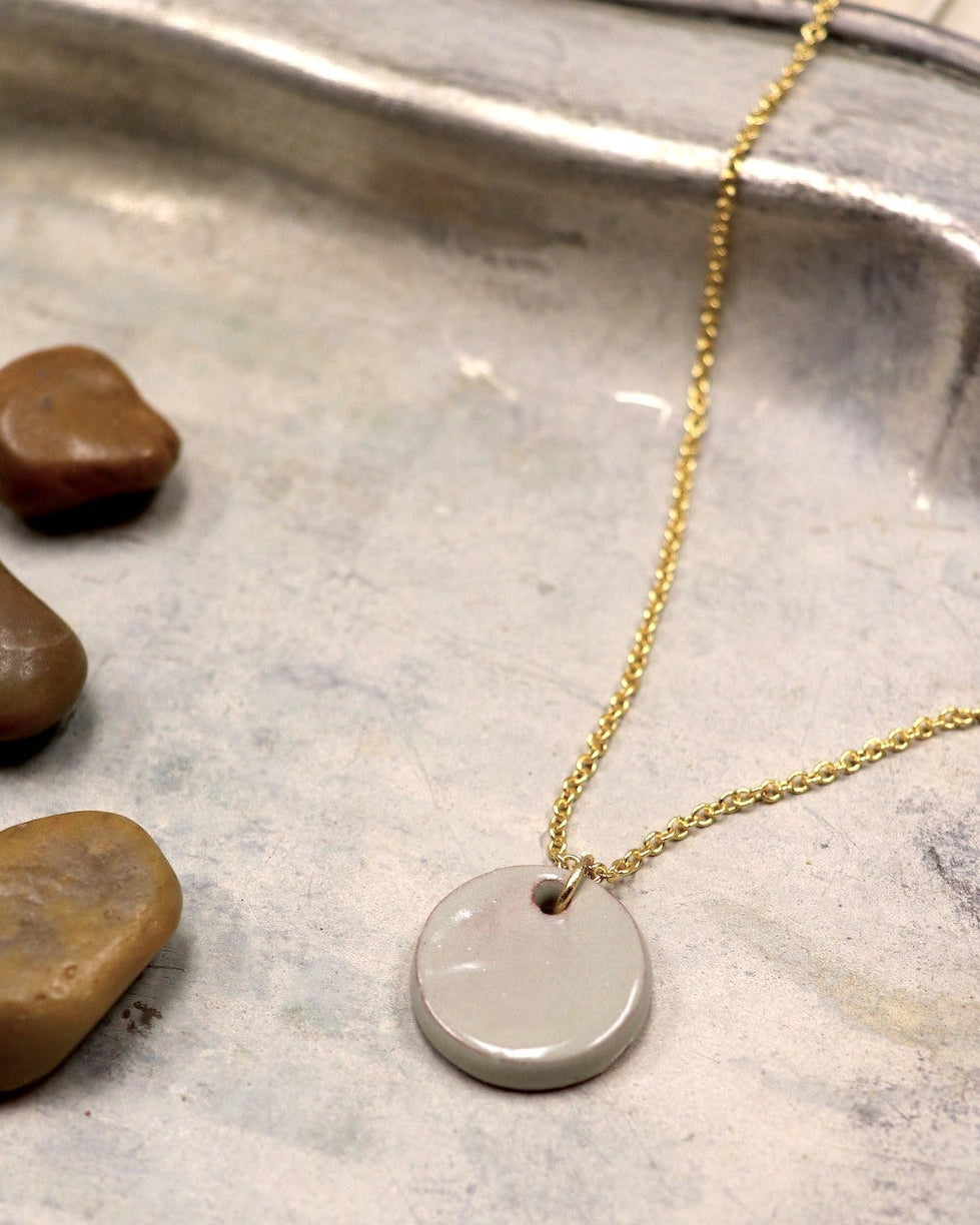 Hope Necklace - Light Grey (Ceramic and Gold)