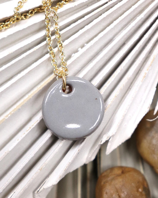 Hope Necklace - Dark Grey (Ceramic and Gold)