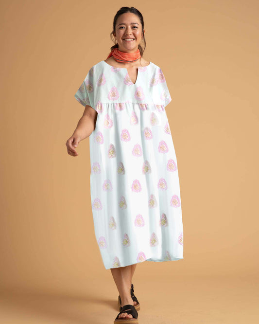 Meadow Dress - Totem Paisley in Neon Pink & Neon Peach