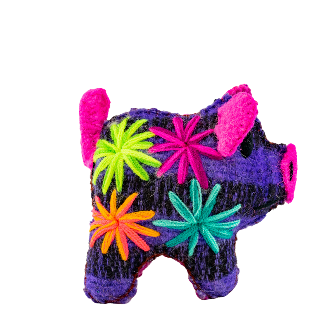 Rosie the Pig: Repurposed Wool Boho Decor - Mexico