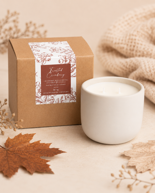 Frosted Cranberry Cement Candle