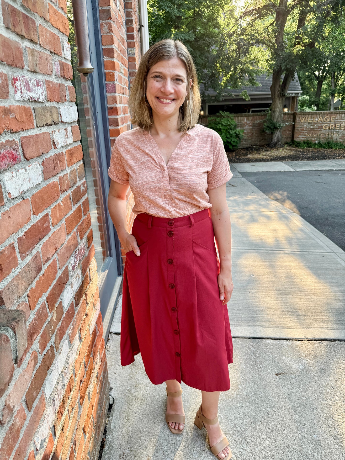 A-Line Button Front Skirt