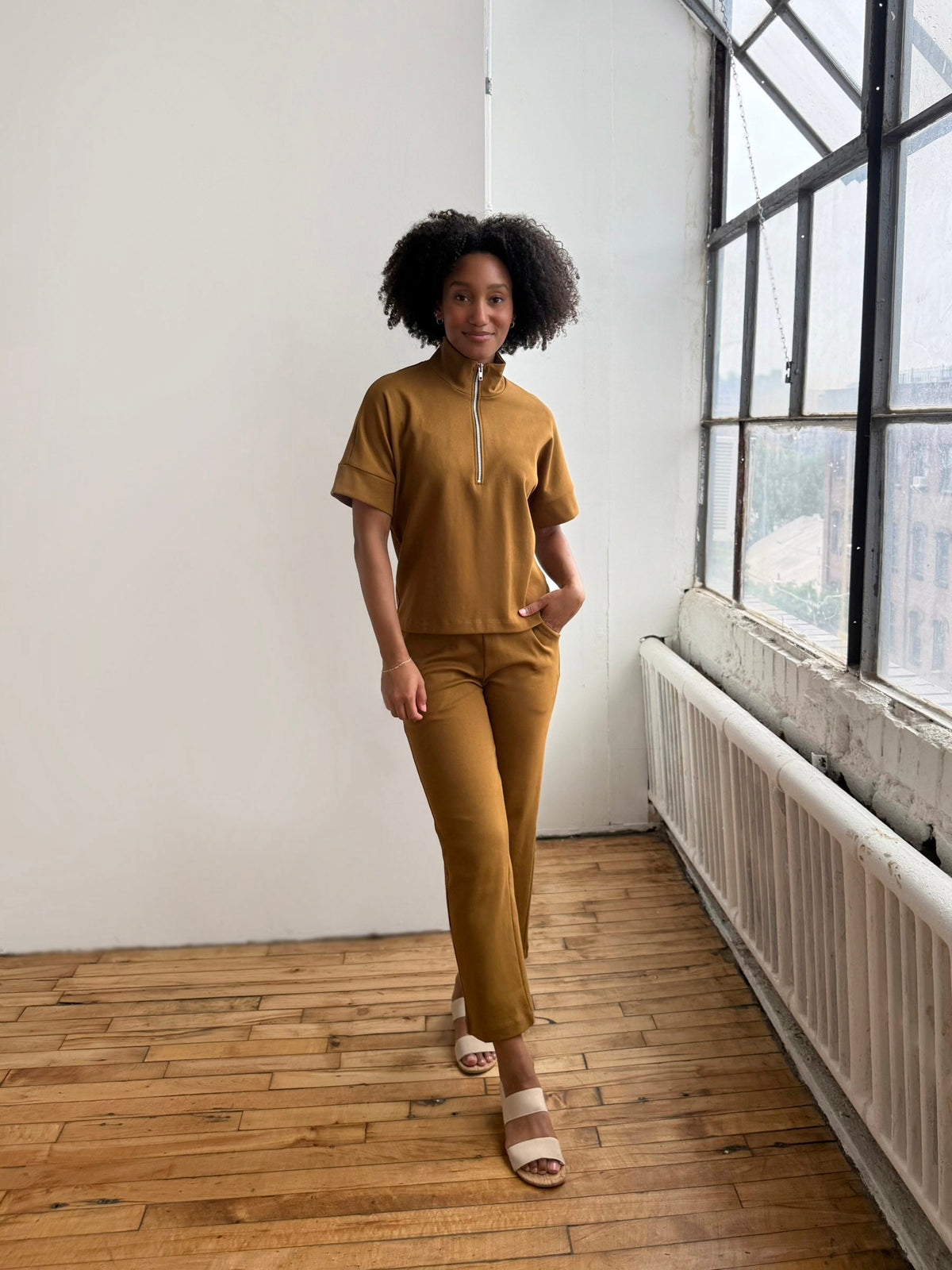 SINCLAIR heavy-knit top in Warm Sienna
