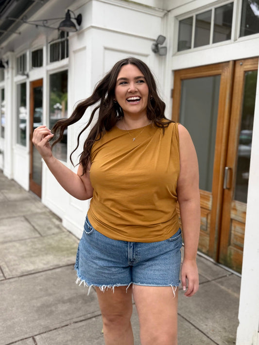 CHARLI draped top in Light Amber