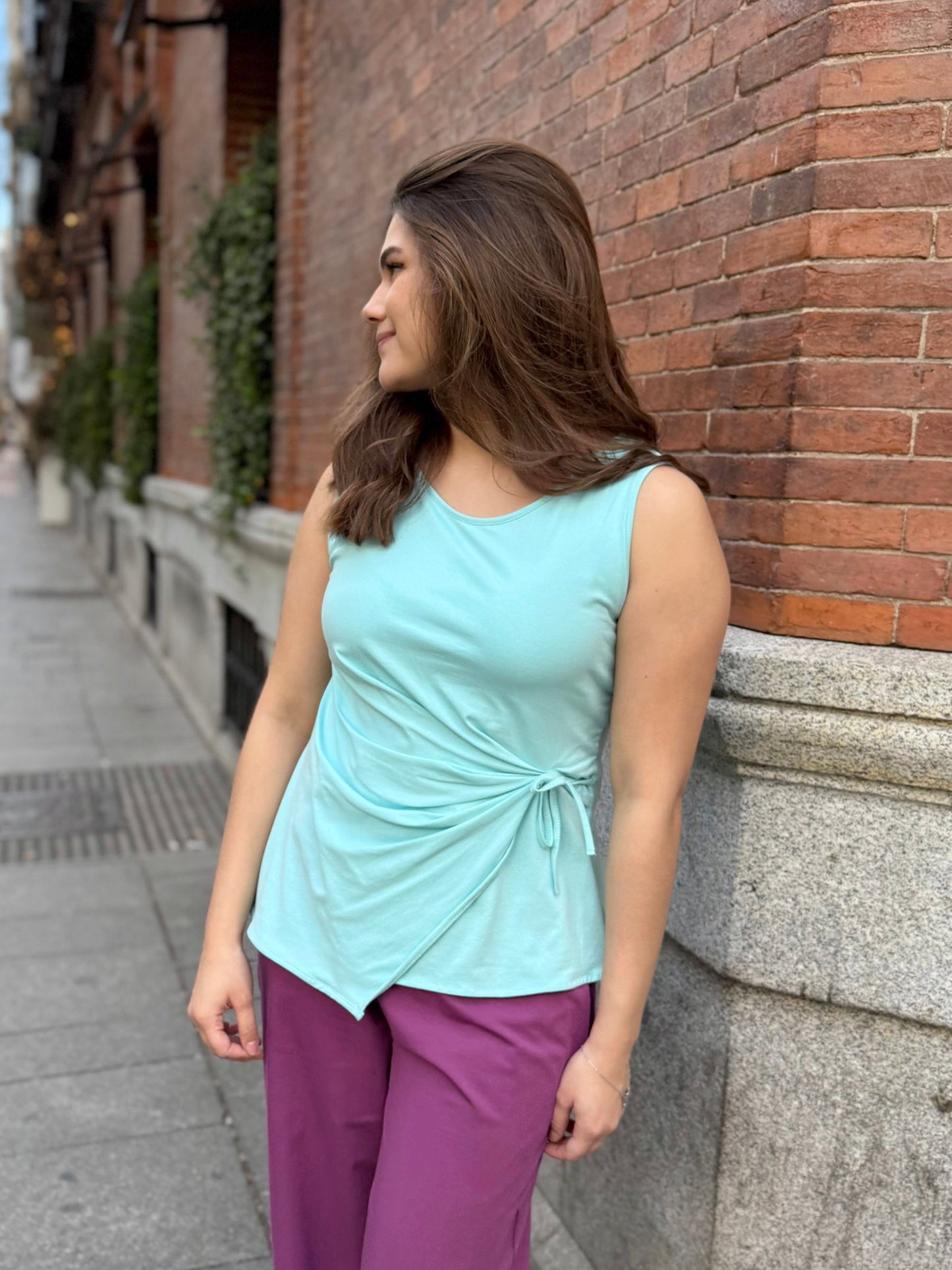 REINA top in Crisp Aqua