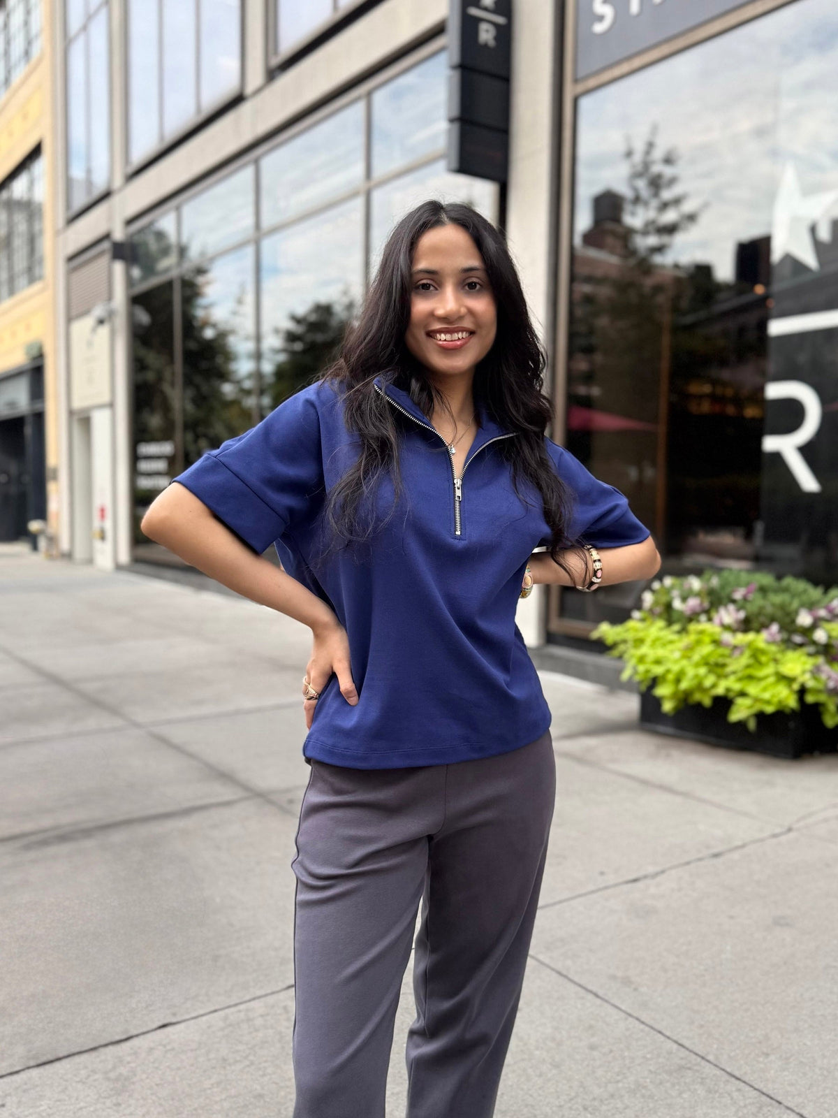 SINCLAIR heavy-knit top in Bright Navy