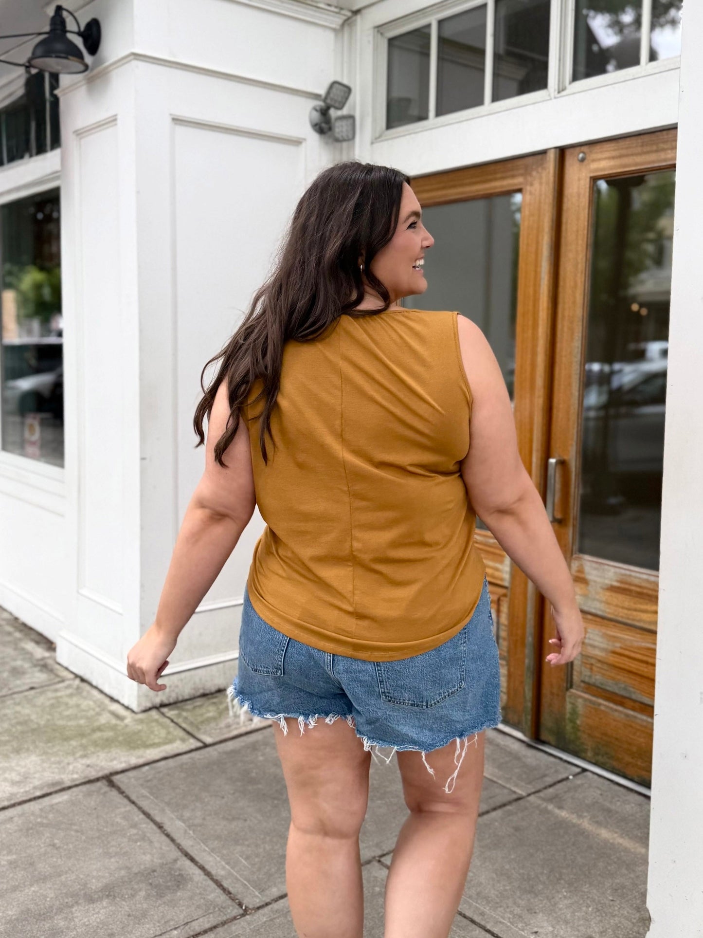 CHARLI draped top in Light Amber