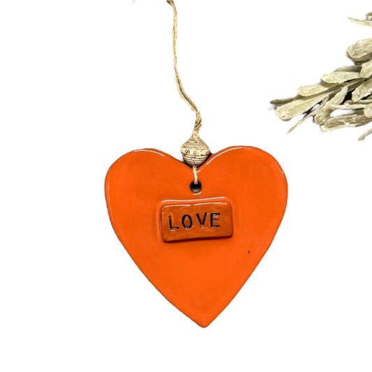 Ceramic Heart Ornament - Love