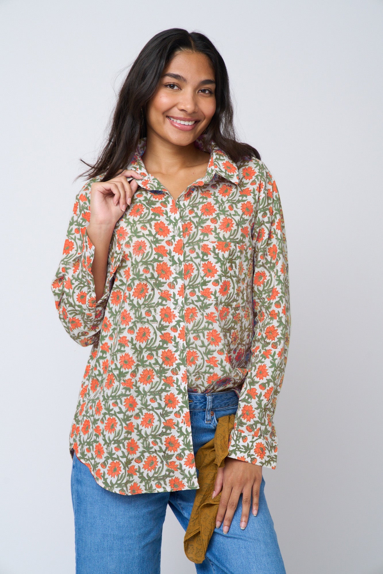 Good Boyfriend Shirt - Darlington Floral Papaya