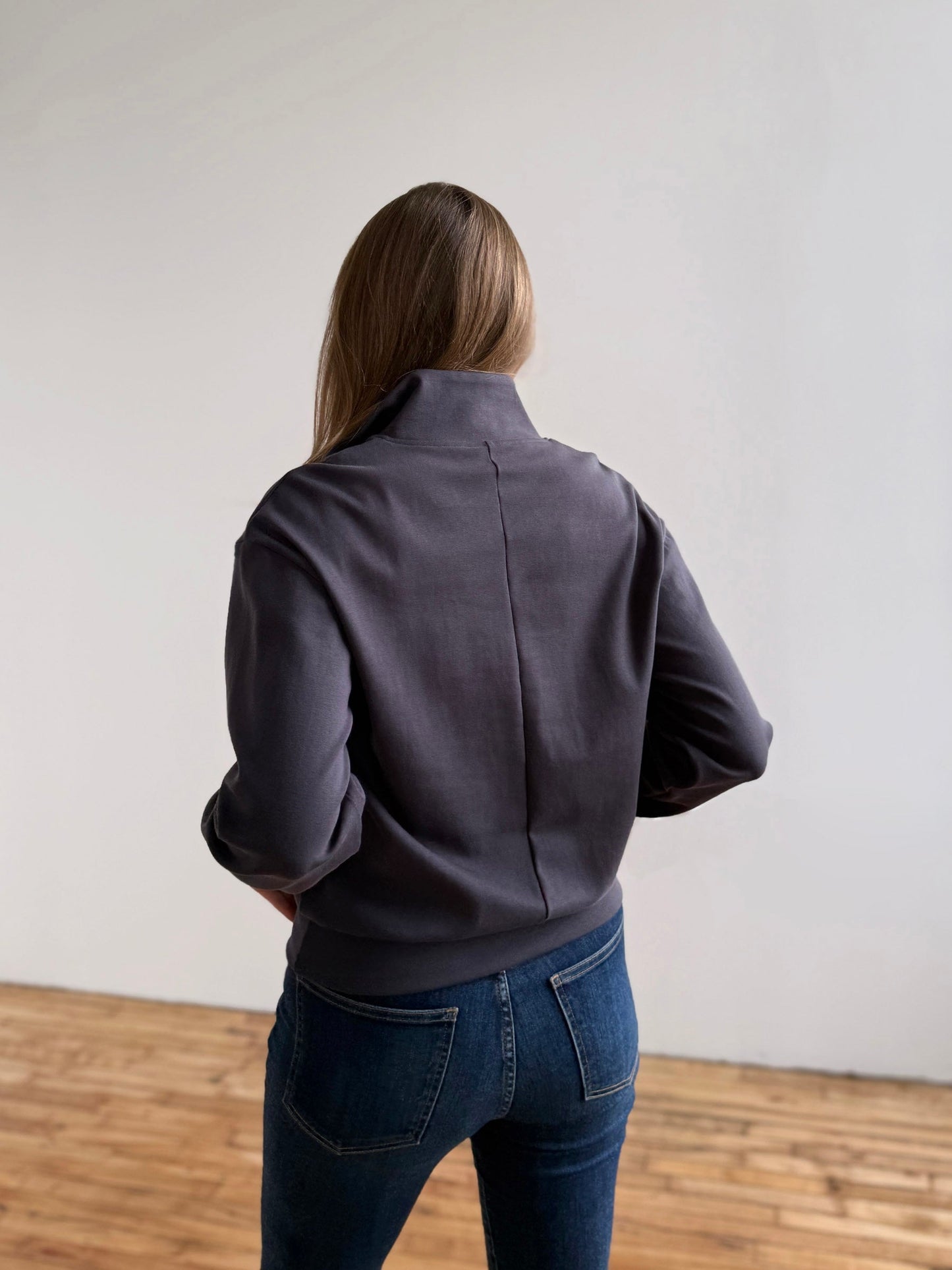 ASHER zip pullover in Gunmetal