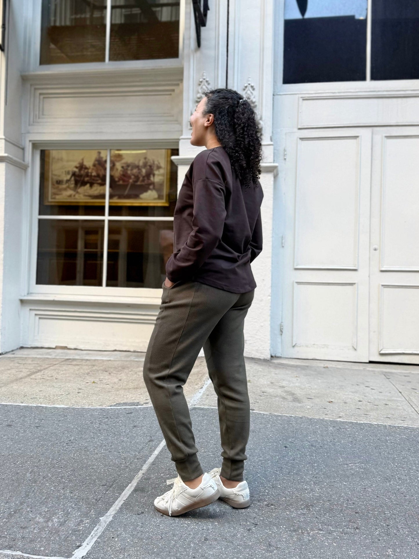 OWEN waffle knit joggers in Crocodile