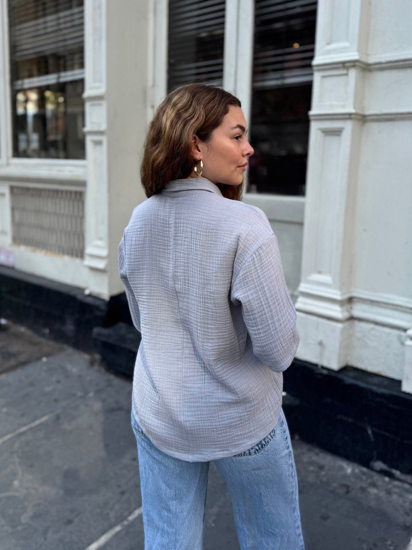 CARROLL gauze boxy shirt in Cloud Grey