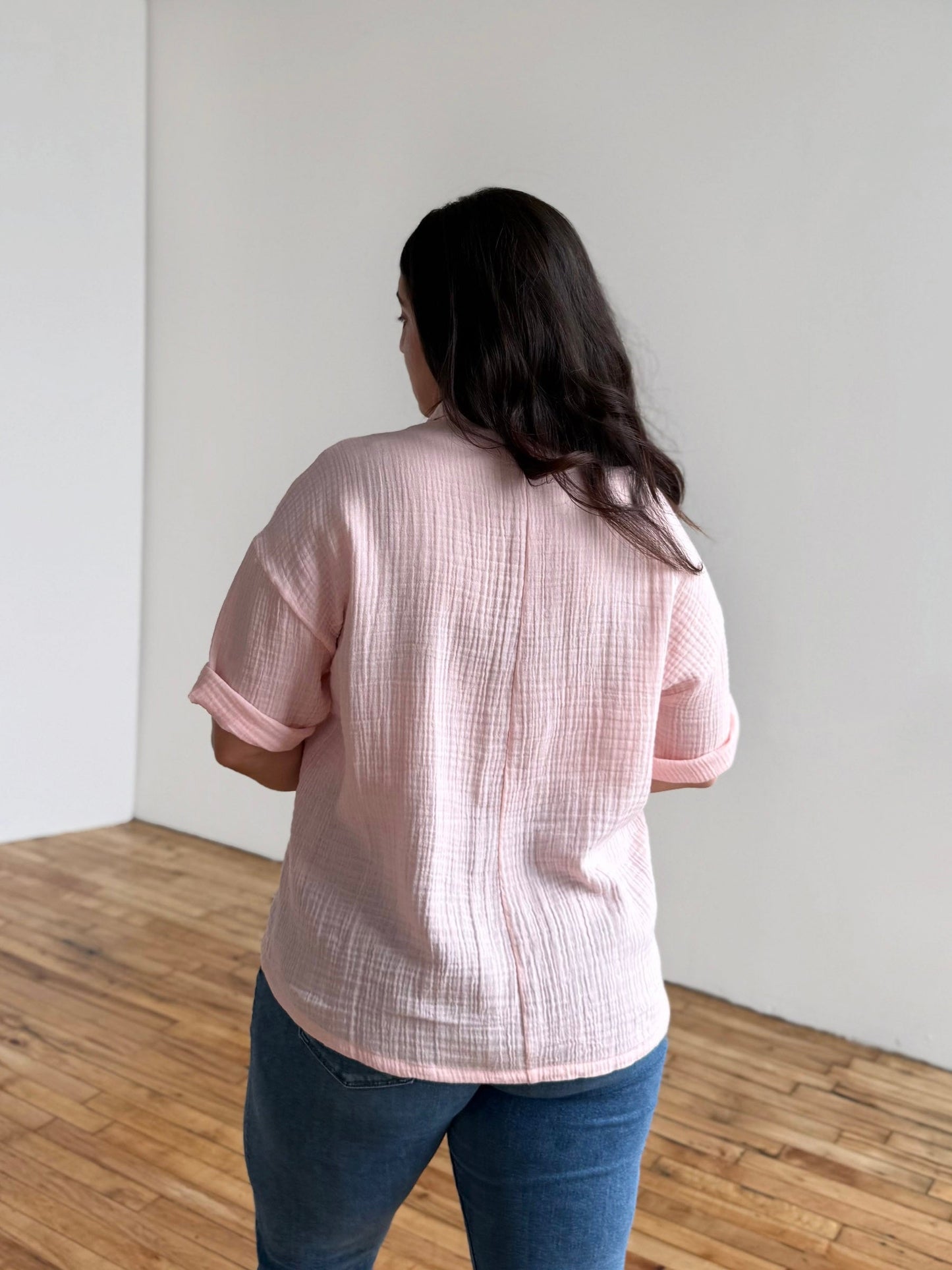 CARROLL gauze boxy shirt in Petal Pink