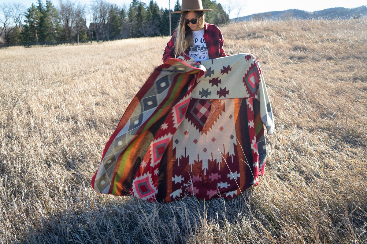 Andean Alpaca Wool Blanket - Rojo