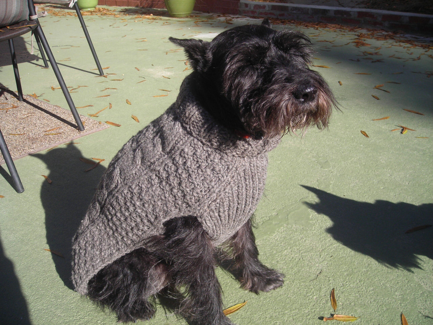 Gray Cable Knit Dog Sweater