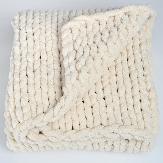 Woven Together Blanket in Creamy Beige