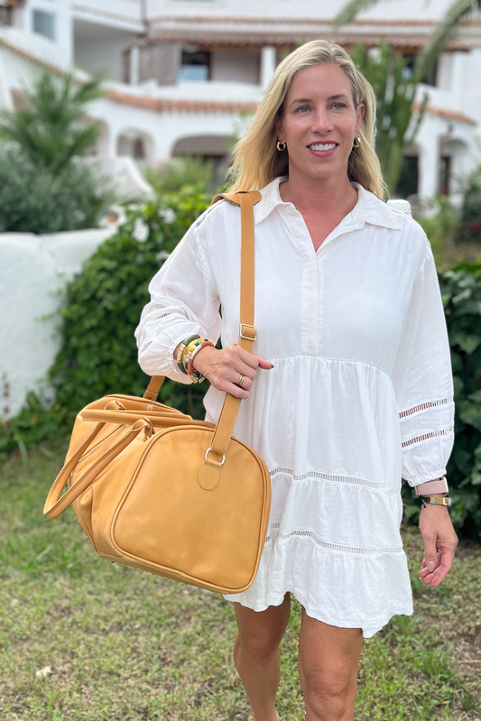 Large Leather Duffel in Caramel