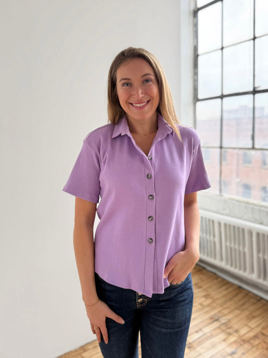 POLLY rib knit top in Purple Lilac