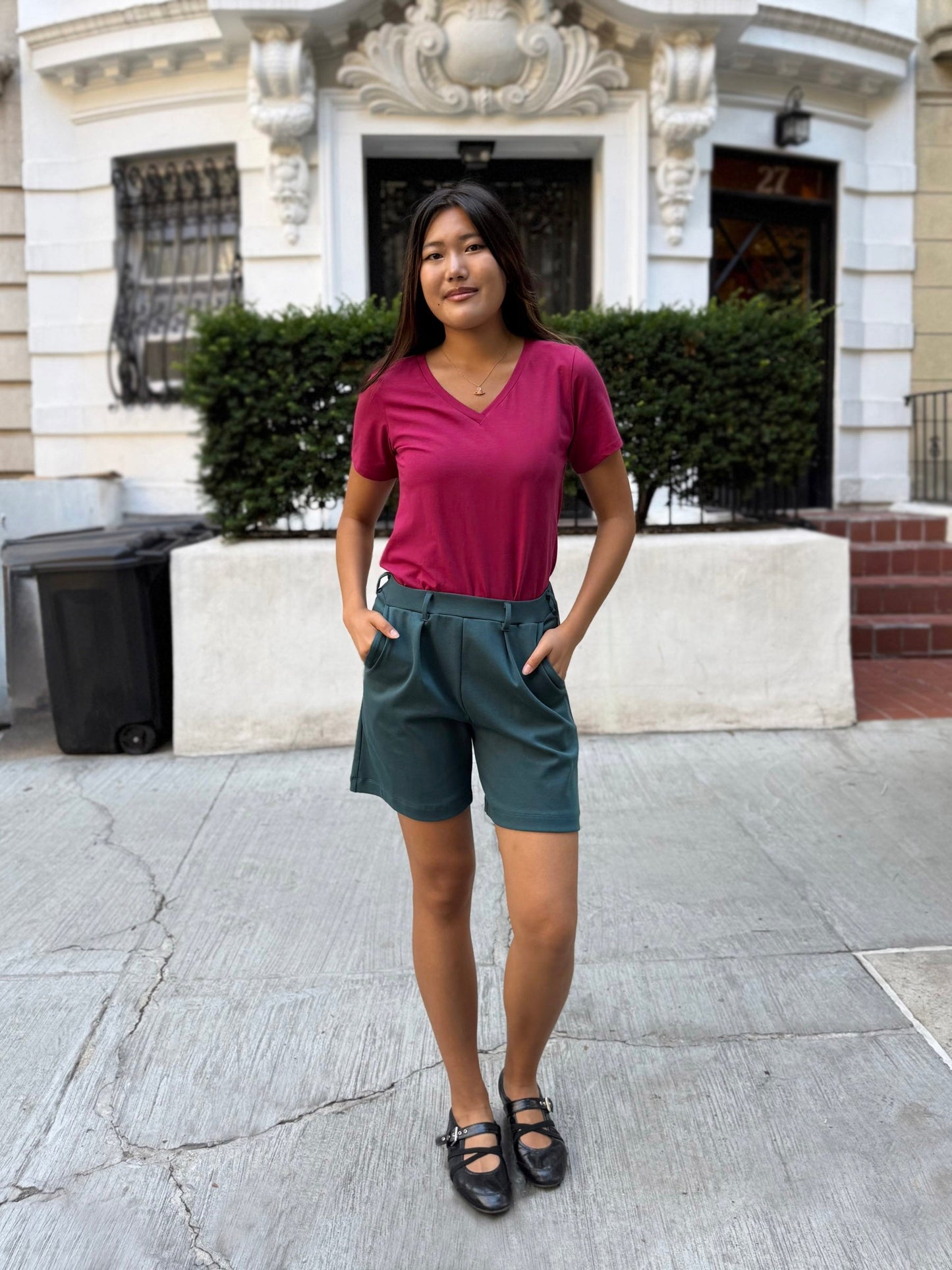 AVERIE heavy knit shorts in Deep Sea