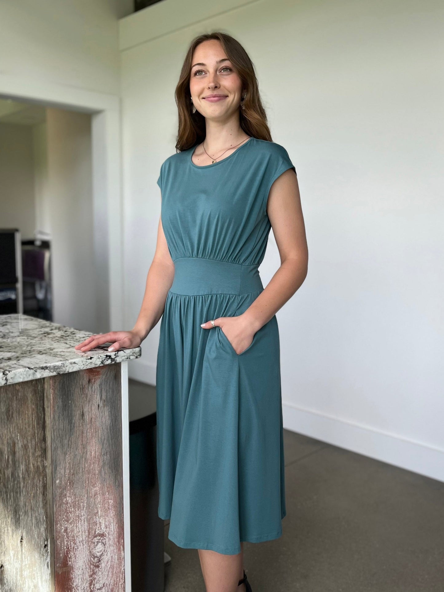 CATHERINE dress in Dark Aqua