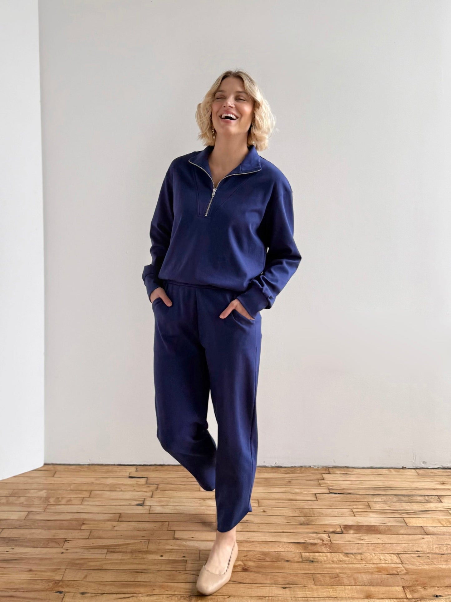 SOPHIA tulip hem pants in Bright Navy