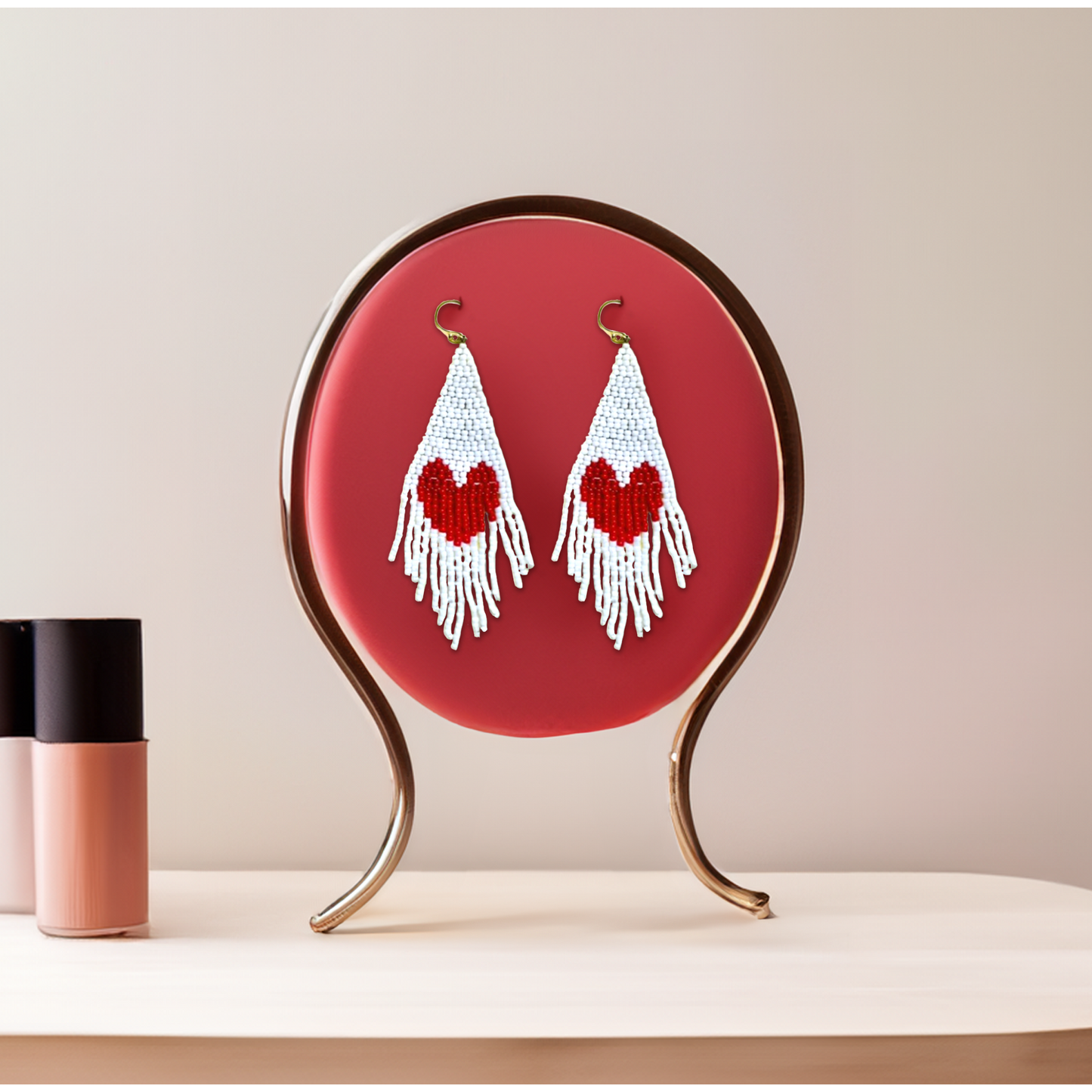 Heartfelt Valentine's Day Seed Bead Earrings - Thailand