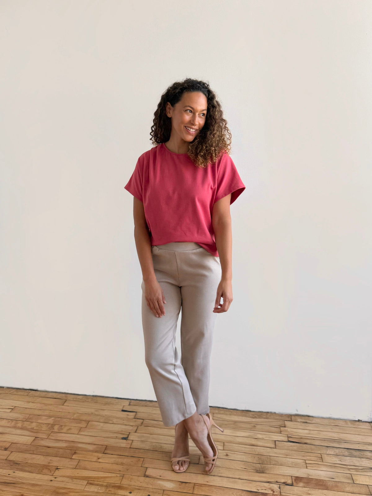 JEANINE heavy-knit top in Soft Hibiscus