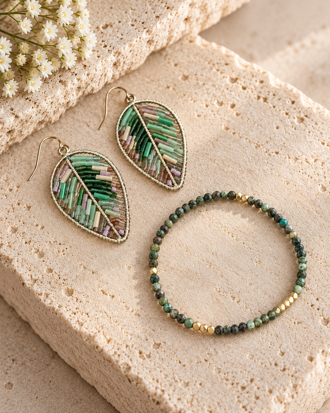 Exclusive - Leaf Earring and Bracelet Set