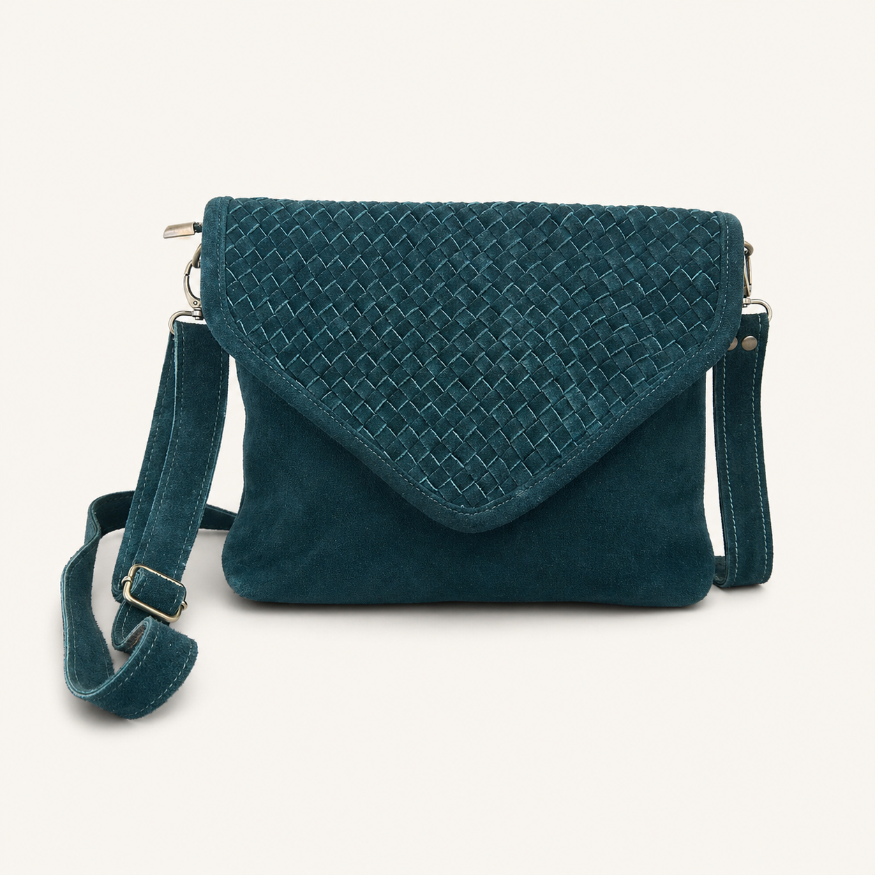 Teal Suede Woven Everyday Bag