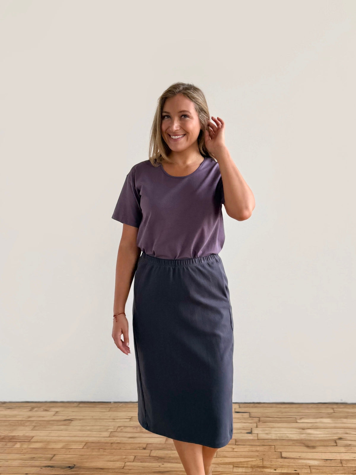 DANIELLE heavy-knit skirt in Gunmetal
