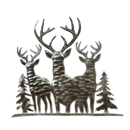 Roodlet Three Reindeer Metal Art
