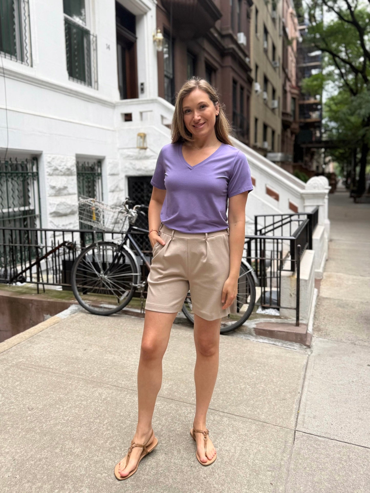 AVERIE heavy knit shorts in Desert Sand