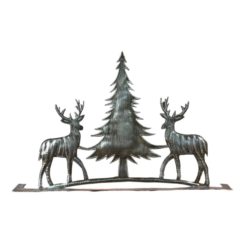 Roodlet Two Reindeer Metal Art