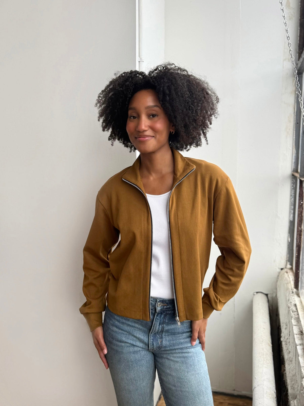 SHELLY heavy-knit jacket in Warm Sienna