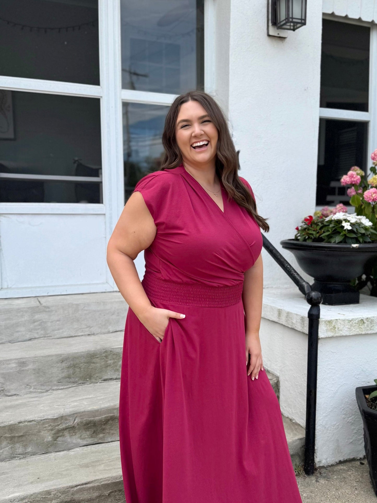 AUBREE dress in Pomegranate